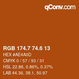 カラーコード: RGB 174.7 74.6 13 | qconv.com