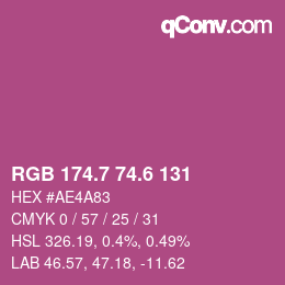 カラーコード: RGB 174.7 74.6 131 | qconv.com