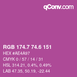 カラーコード: RGB 174.7 74.6 151 | qconv.com