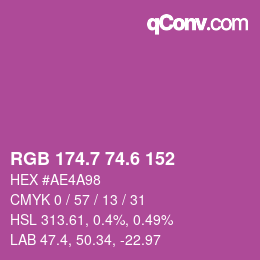 カラーコード: RGB 174.7 74.6 152 | qconv.com