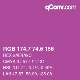 カラーコード: RGB 174.7 74.6 156 | qconv.com