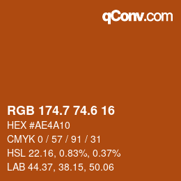 カラーコード: RGB 174.7 74.6 16 | qconv.com
