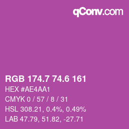 カラーコード: RGB 174.7 74.6 161 | qconv.com