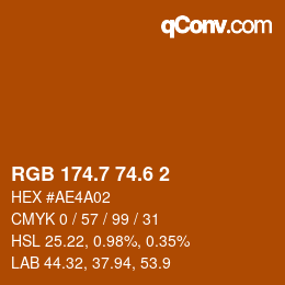 カラーコード: RGB 174.7 74.6 2 | qconv.com