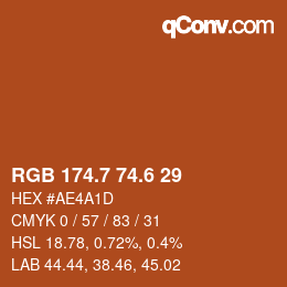 カラーコード: RGB 174.7 74.6 29 | qconv.com