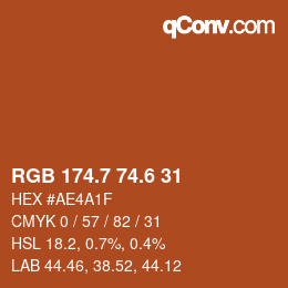 カラーコード: RGB 174.7 74.6 31 | qconv.com
