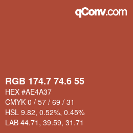 カラーコード: RGB 174.7 74.6 55 | qconv.com