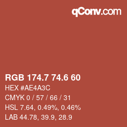 カラーコード: RGB 174.7 74.6 60 | qconv.com