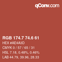 カラーコード: RGB 174.7 74.6 61 | qconv.com