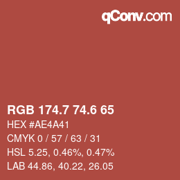 カラーコード: RGB 174.7 74.6 65 | qconv.com