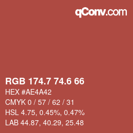 カラーコード: RGB 174.7 74.6 66 | qconv.com