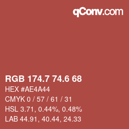 カラーコード: RGB 174.7 74.6 68 | qconv.com