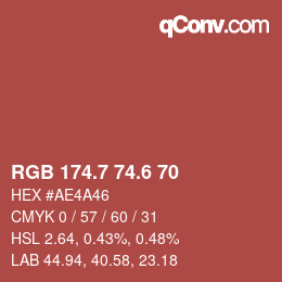 カラーコード: RGB 174.7 74.6 70 | qconv.com