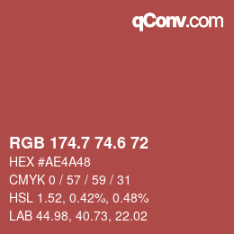 カラーコード: RGB 174.7 74.6 72 | qconv.com
