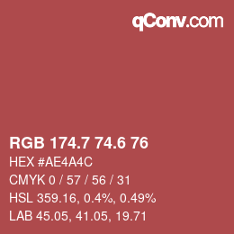 カラーコード: RGB 174.7 74.6 76 | qconv.com