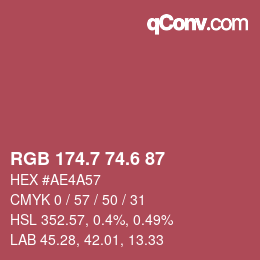 カラーコード: RGB 174.7 74.6 87 | qconv.com