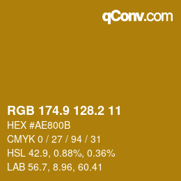 カラーコード: RGB 174.9 128.2 11 | qconv.com