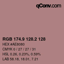 Color code: RGB 174.9 128.2 128 | qconv.com