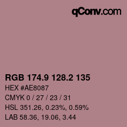 カラーコード: RGB 174.9 128.2 135 | qconv.com