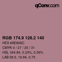 Color code: RGB 174.9 128.2 140 | qconv.com