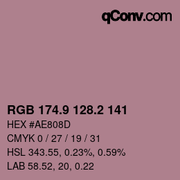 カラーコード: RGB 174.9 128.2 141 | qconv.com
