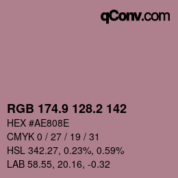 カラーコード: RGB 174.9 128.2 142 | qconv.com