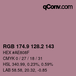 カラーコード: RGB 174.9 128.2 143 | qconv.com