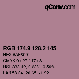 Color code: RGB 174.9 128.2 145 | qconv.com