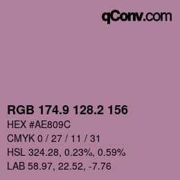 カラーコード: RGB 174.9 128.2 156 | qconv.com