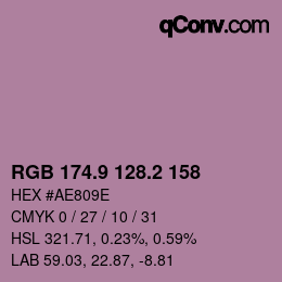 カラーコード: RGB 174.9 128.2 158 | qconv.com