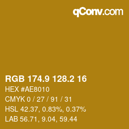 カラーコード: RGB 174.9 128.2 16 | qconv.com
