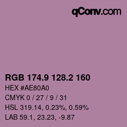 Color code: RGB 174.9 128.2 160 | qconv.com