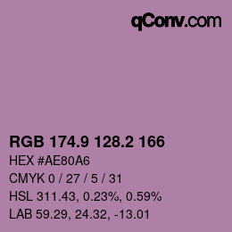 カラーコード: RGB 174.9 128.2 166 | qconv.com