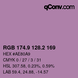 Color code: RGB 174.9 128.2 169 | qconv.com