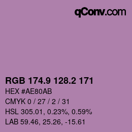 カラーコード: RGB 174.9 128.2 171 | qconv.com
