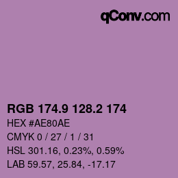 Color code: RGB 174.9 128.2 174 | qconv.com