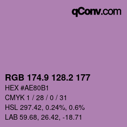 カラーコード: RGB 174.9 128.2 177 | qconv.com