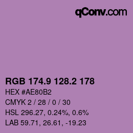 カラーコード: RGB 174.9 128.2 178 | qconv.com