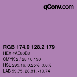 Color code: RGB 174.9 128.2 179 | qconv.com