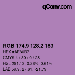 Color code: RGB 174.9 128.2 183 | qconv.com