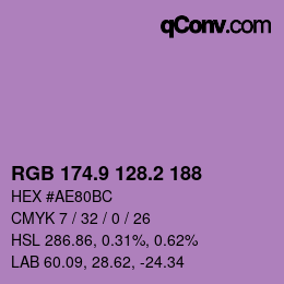 Color code: RGB 174.9 128.2 188 | qconv.com