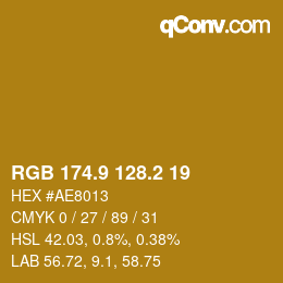 Color code: RGB 174.9 128.2 19 | qconv.com