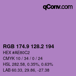 カラーコード: RGB 174.9 128.2 194 | qconv.com