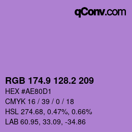 カラーコード: RGB 174.9 128.2 209 | qconv.com