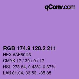 カラーコード: RGB 174.9 128.2 211 | qconv.com