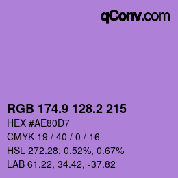 カラーコード: RGB 174.9 128.2 215 | qconv.com