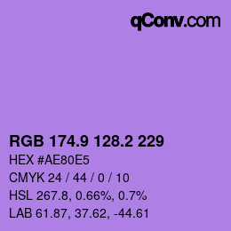 カラーコード: RGB 174.9 128.2 229 | qconv.com