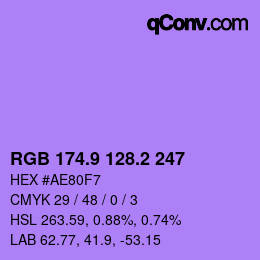 カラーコード: RGB 174.9 128.2 247 | qconv.com