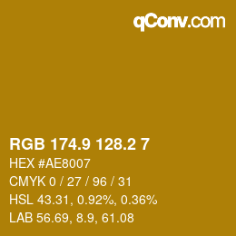 カラーコード: RGB 174.9 128.2 7 | qconv.com