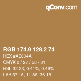 カラーコード: RGB 174.9 128.2 74 | qconv.com